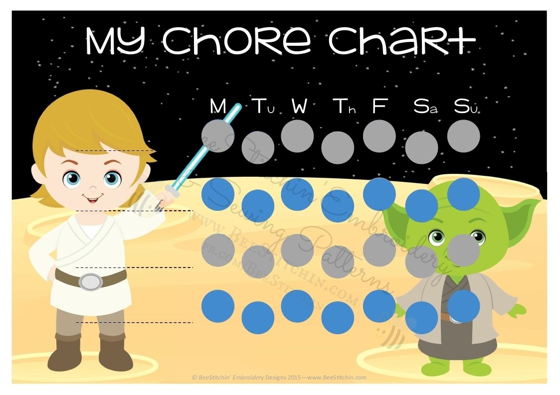Star Wars Inspired Chore Chart Printable Beestitchin Embroidery